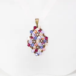 Pendant 40cm - Terence Rhombus S-Salmon Organza - Pendant 40cm - Laiton bronze